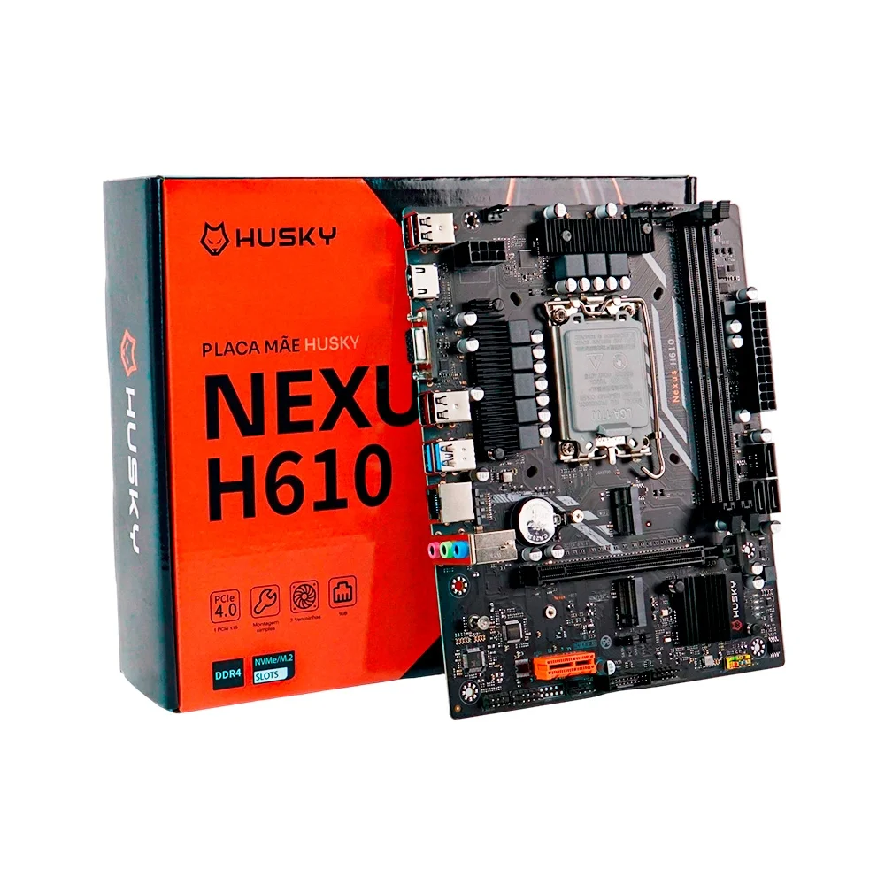 Placa-Mãe Husky Nexus H610, LGA 1700, 12ª/13ª Gen, M.2