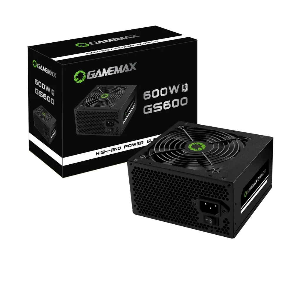 Fonte Gamemax Gs600, 600W, 80plus White, PFC Ativo, Preta
